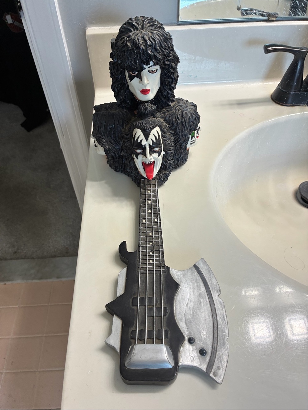 KISS Collectible Rock Guitar Bust Figurine  for Incense Burning or Decorative
